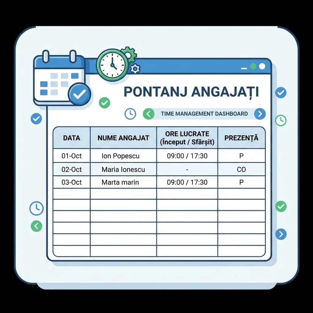 Model Foaie de Pontaj Excel 2025: Descarcă Gratis sau Automatizează